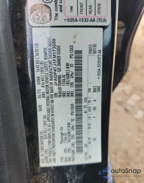 2015 Ford Fiesta S from USA, damaged, VIN 3FADP4TJ1FM173059